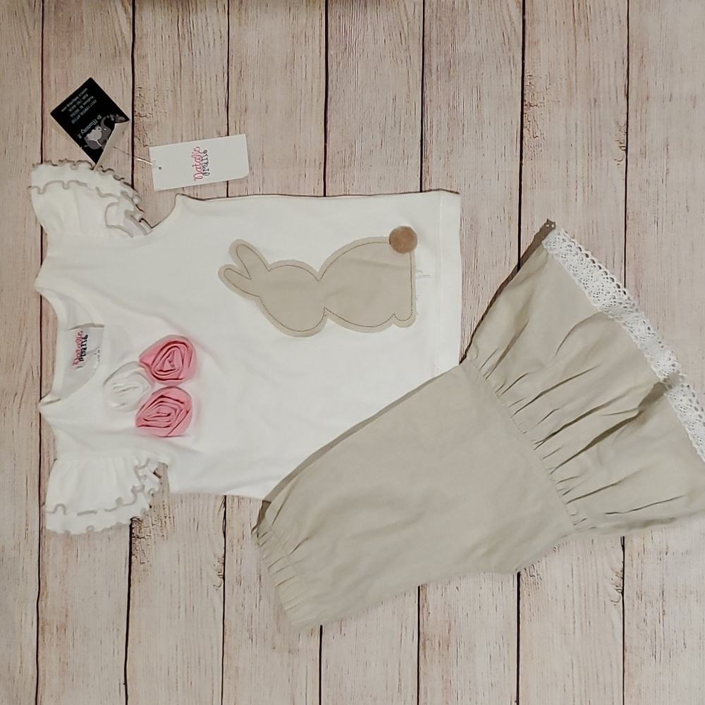 Natalie Grant Bunny Applique Set Size 18M NWT